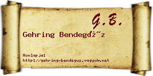Gehring Bendegúz névjegykártya